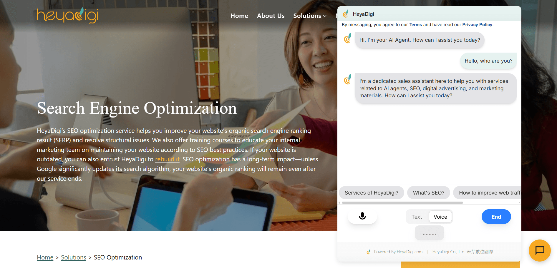 A real-time voice conversation with the Osentio Web AI Agent